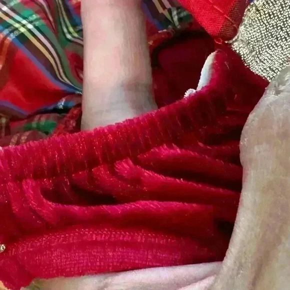 π 6/$60 Dog Festive Dress Xmas Holiday Gold Red Green Velvet Size XSmall - Picture 3 of 7